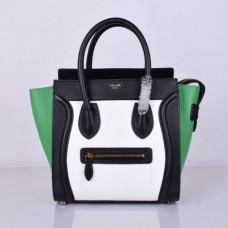 Celine Medium Luggage Tote tas in zwart, wit en groen Celine Medium Luggage Tote tas in zwart, wit en groen