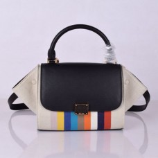 Celine Small Trapeze Black Rainbow Stripe Canvas Tote Celine Small Trapeze Black Rainbow Stripe Canvas Tote
