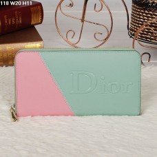Christian Dior Multicolor Lichtgroen/Lichtroze Portemonnee met Rits 118 Christian Dior Multicolor Lichtgroen/Lichtroze Portemonnee met Rits 118