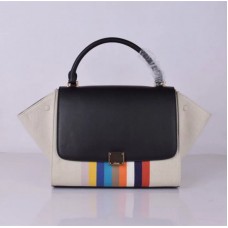 Celine Large Trapeze Black Rainbow Stripe Canvas Tote Celine Large Trapeze Black Rainbow Stripe Canvas Tote