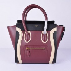 Celine Medium Luggage Tote tas in zwart, wijnrood en wit Celine Medium Luggage Tote tas in zwart, wijnrood en wit