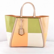 Fendi 2Jours Multicolor Gele Ferrari Lederen Tas Fendi 2Jours Multicolor Gele Ferrari Lederen Tas