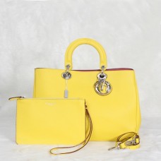 Dior Diorissimo Jumbo Tas Geel Geïmporteerd Litchi Leer (Zilverkleurige Hardware) 602 Dior Diorissimo Jumbo Tas Geel Geïmporteerd Litchi Leer (Zilverkleurige Hardware) 602