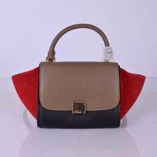 Celine kleine trapeziumvormige leren tas in kaki zwart rood Celine kleine trapeziumvormige leren tas in kaki zwart rood
