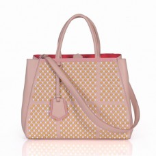 Fendi 2Jours Roze Ferrari Lederen Clinch Bolt Tas Fendi 2Jours Roze Ferrari Lederen Clinch Bolt Tas