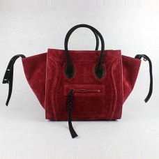 Celine Boston suède tassen in rood en zwart Celine Boston suède tassen in rood en zwart