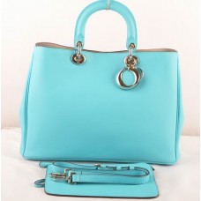 Dior Diorissimo Jumbo Tas Lichtblauw Origineel Leer (Gouden Hardware) 602 Dior Diorissimo Jumbo Tas Lichtblauw Origineel Leer (Gouden Hardware) 602