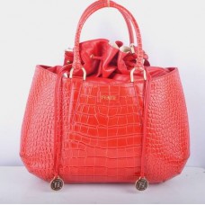 Fendi B Fab grote handtas met handvat in rode krokodillenleer Fendi B Fab grote handtas met handvat in rode krokodillenleer