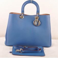 Dior Diorissimo Jumbo Tas Blauw Origineel Leer (Gouden Hardware) 602 Dior Diorissimo Jumbo Tas Blauw Origineel Leer (Gouden Hardware) 602