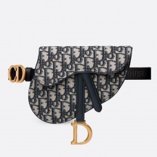 Dior Saddle Belt Bag in blauw schuin canvas Dior Saddle Belt Bag in blauw schuin canvas