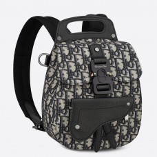 Dior Mini Saddle rugzak in blauwe schuine jacquardstof Dior Mini Saddle rugzak in blauwe schuine jacquardstof