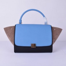Celine Large Trapeze Blue Black Khaki Suede Bag Celine Large Trapeze Blue Black Khaki Suede Bag