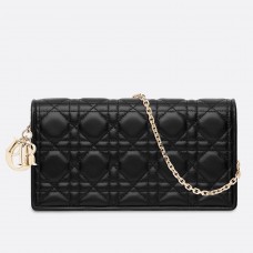 Dior Lady Dior clutch met ketting in zwart lamsleer Dior Lady Dior clutch met ketting in zwart lamsleer