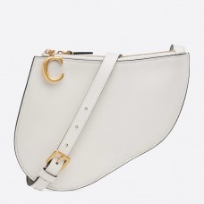 Dior Saddle Trio-etui met riem in wit kalfsleer Dior Saddle Trio-etui met riem in wit kalfsleer