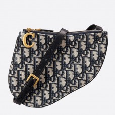 Dior Saddle Trio-etui met riem in blauw schuin canvas Dior Saddle Trio-etui met riem in blauw schuin canvas