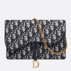 Dior blauwe schuine zadelketting clutch Dior blauwe schuine zadelketting clutch
