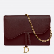 Dior Bordeaux Calskin Saddle Chain Clutch Dior Bordeaux Calskin Saddle Chain Clutch