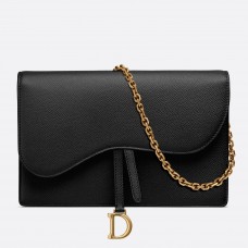 Dior zwarte Calskin zadelketting clutch Dior zwarte Calskin zadelketting clutch