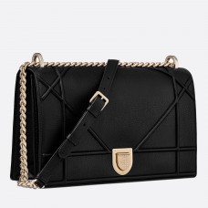 Dior Diorama Flap Bag in zwart generfd kalfsleer Dior Diorama Flap Bag in zwart generfd kalfsleer
