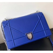 Dior Diorama Flap Bag in blauw generfd kalfsleer Dior Diorama Flap Bag in blauw generfd kalfsleer