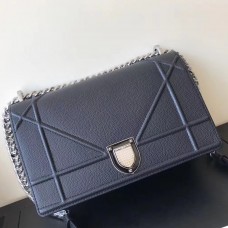 Dior Diorama Flap Bag in zwart generfd kalfsleer Dior Diorama Flap Bag in zwart generfd kalfsleer