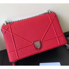 Dior Diorama Flap Bag in rood generfd kalfsleer Dior Diorama Flap Bag in rood generfd kalfsleer