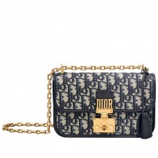 Dior Dioraddict Flap Bag in blauw schuin canvas Dior Dioraddict Flap Bag in blauw schuin canvas