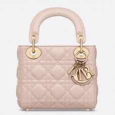 Dior Poudre Lambskin Mini Lady Dior Tas met Ketting Dior Poudre Lambskin Mini Lady Dior Tas met Ketting