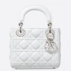 Dior Lady Dior mini-tasje met ketting in wit lamsleer Dior Lady Dior mini-tasje met ketting in wit lamsleer