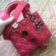 Dior My Lady Dior tas in roze-rood lamsleer Dior My Lady Dior tas in roze-rood lamsleer