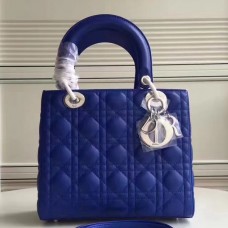 Dior Medium Lady Dior tas in blauw lamsleer Dior Medium Lady Dior tas in blauw lamsleer