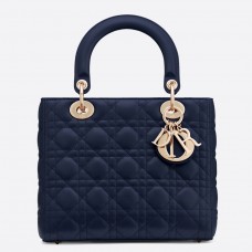 Dior Medium Lady Dior-tas van indigoblauw Cannage-lamsleer Dior Medium Lady Dior-tas van indigoblauw Cannage-lamsleer
