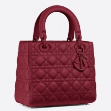 Dior Medium Lady Dior tas in kersenrood ultra mat kalfsleer Dior Medium Lady Dior tas in kersenrood ultra mat kalfsleer