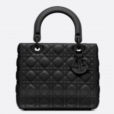 Dior Medium Lady Dior Ultra-Matte So Black Tas Dior Medium Lady Dior Ultra-Matte So Black Tas