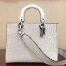 Grote Lady Dior Dior tas in wit Canyon generfd lamsleer Grote Lady Dior Dior tas in wit Canyon generfd lamsleer
