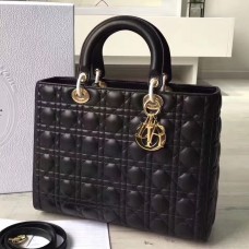 Grote Lady Dior Dior-tas van zwart lamsleer Grote Lady Dior Dior-tas van zwart lamsleer