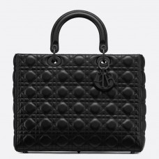 Grote Dior Lady Dior Ultra-Matte So Black tas Grote Dior Lady Dior Ultra-Matte So Black tas