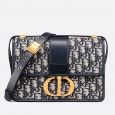 Dior 30 Montaigne tas in blauw schuin jacquard canvas Dior 30 Montaigne tas in blauw schuin jacquard canvas