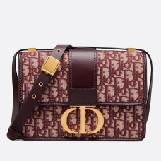 Dior 30 Montaigne tas in bordeauxrood schuin jacquard canvas Dior 30 Montaigne tas in bordeauxrood schuin jacquard canvas