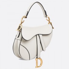 Dior Mini Saddle Bag in wit generfd kalfsleer Dior Mini Saddle Bag in wit generfd kalfsleer
