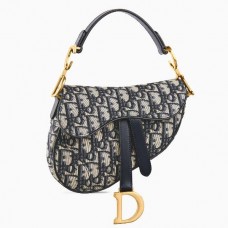 Dior Mini Saddle Bag in blauw schuin jacquard canvas Dior Mini Saddle Bag in blauw schuin jacquard canvas