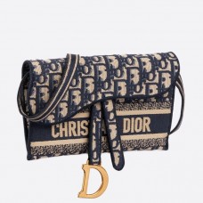 Dior Saddle Pochette in blauw schuin canvas Dior Saddle Pochette in blauw schuin canvas