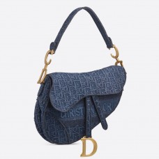 Dior Saddle Bag in denimblauw met Dior Oblique canvas Dior Saddle Bag in denimblauw met Dior Oblique canvas