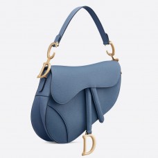 Dior Saddle Bag in denimblauw generfd kalfsleer Dior Saddle Bag in denimblauw generfd kalfsleer