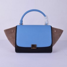Celine Medium Trapeze Blue Black Khaki Suede Bag Celine Medium Trapeze Blue Black Khaki Suede Bag