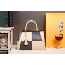 Fendi 2Jours Multicolor Beige/Zwart Kalfsleren Tas F168 Fendi 2Jours Multicolor Beige/Zwart Kalfsleren Tas F168