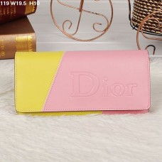 Christian Dior Multicolor Roze/Gele Portemonnee met Klep 119 Christian Dior Multicolor Roze/Gele Portemonnee met Klep 119