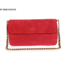 Celine Gourmette kleine schoudertas van suèdeleer, rood, maat S1 Celine Gourmette kleine schoudertas van suèdeleer, rood, maat S1