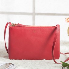 Celine Small Trio Crossbodytas in rood kalfsleer Celine Small Trio Crossbodytas in rood kalfsleer