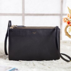 Celine Small Trio Crossbodytas in zwart kalfsleer Celine Small Trio Crossbodytas in zwart kalfsleer